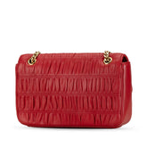 プラダ ギャザー 斜め掛け チェーンショルダーバッグ 1BD235 レッド レザー レディース PRADA 【中古】